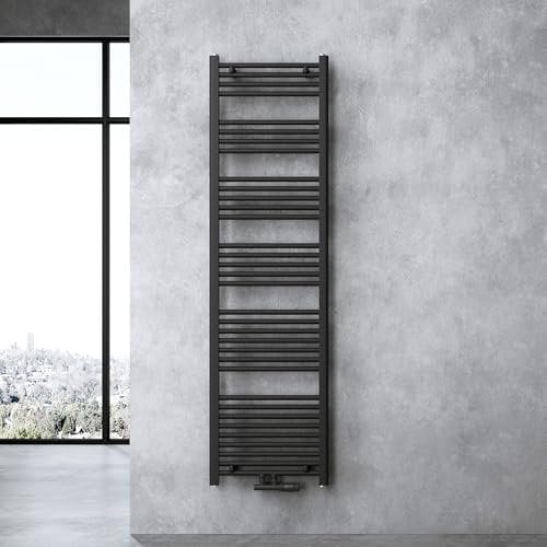 doporro Radiatore da Bagno 180x50cm, Radiatore Piatto Termoarredo da Bagno Riscaldamento Elettrico o da Acqua Calda RHE Portasciugamani in Acciaio, Antracite