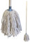Pure Yarn Industrial Mop with Wooden Handle, Large String Mop with Galvanised Socket, Highly Absorbent Yarn Cotton Head and 120cm Handle, Heavy Duty for All-Around Floor Cleaning