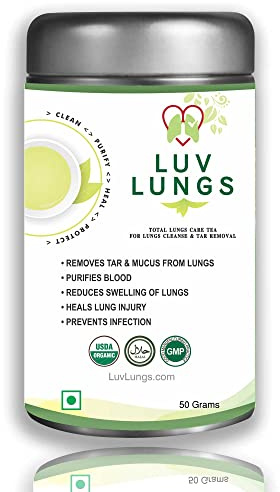 LuvLungs® Lungs Detox for Smokers Organic Green Tea with Mullein Leaf Extract, 50 Grams Pack. Natural and Handmade.