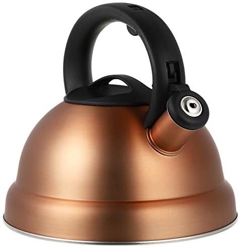 Alipis Wasserkocher 2 5 L Pfeifkessel Kupfer-Finish Leicht Zu Reinigen Sicher Für Gasinduktion