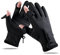 VGEBY Angelhandschuh, Angelhandschuhe Warm Gepolstert Verdickung Touchscreen 2 Geschnittene Finger wasserdichte Fahrradhandschuhe Schwarz (XL)