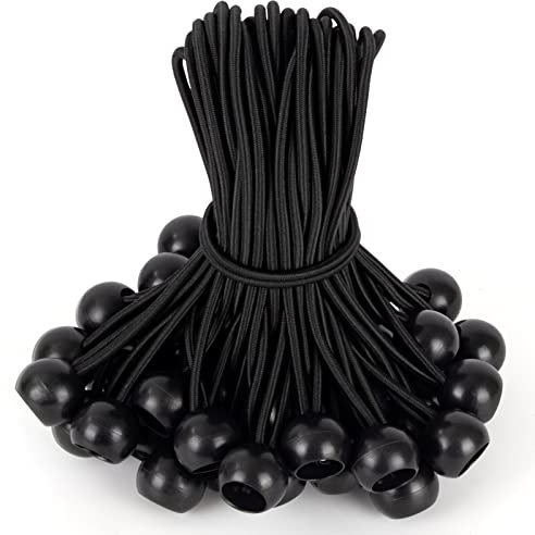 Akicderu Spanngummis mit Kugel 15cm, Gummispanner mit Kugel 50 Stück, Planenspanner mit Kugel Zeltgummis Expanderschlingen Gummischlaufen für Planen Zelt Banner Netz Pavillions (Schwarz 15cm, 50)