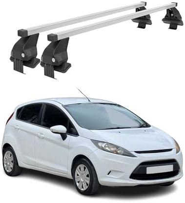 OMAC Menabo Dachträger für Ford Fiesta mk6 2009-2013 Pre-FL Stahl Silber | DIN 75302:2019 & ISO/PAS 11154:2006 geprüft, Abschließbar, City-Crash-getestet, bis 50 kg Traglast, Querträger, Grundträger
