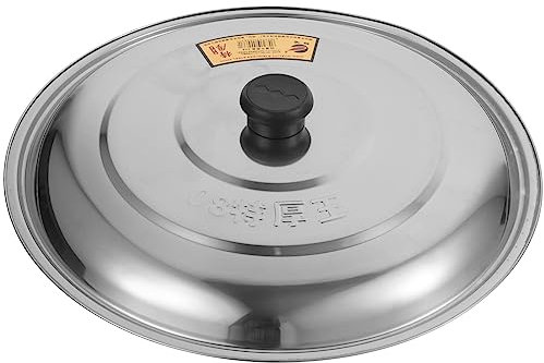 UPKOCH Stainless Steel Pan Lid with Cool-Touch Knob, Universal Round Cover for Woks, Frying Pans, Soup Pots, Easy to Clean, 33cm for Home Kitchens