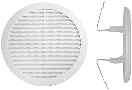 A2ZWORLD Griglia di Ventilazione Rotonda Con Molla, Griglia Aerazione In Plastica, Con Foro Regolabile, Dotato di Zanzariera, Colore Bianco, Made In Italy (Ø90mm Foro 55-85mm)