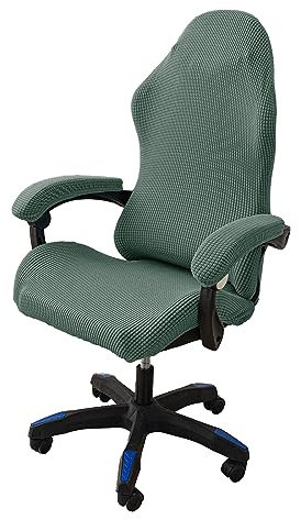 Gamingstuhl-Bezüge Gaming stuhl bezug 4 Stück,Bürostuhl Drehstuhl Bezug mit Armlehnen/Stuhlrücken Bezug,Dehnbare Stuhl Bezüge für Computer-Spielstuhl, Racing-Stil,Bürostuhl-Ohne Stuhl-Dark Green