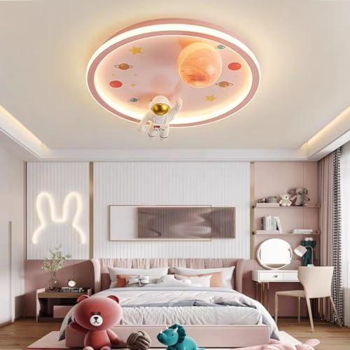RuiRfh Deckenlampe Innen Cartoon Restaurantlampe LED Dimmbare Deckenleuchte Kinderzimmerlampe Glas Planet Design Lampenschirm Schlafzimmer 3000K-6500K Babyzimmer Wohnzimmer Deko Wandlampe (Color : Pi