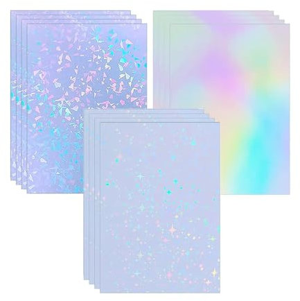 Aililong Hologrammfolie A4, 12 Blatt, 3 Muster - Lichteffekt Folie transparent, selbstklebend, wasserdicht - Basteln mit Klebefolie für DIY Dekoration.