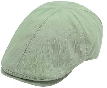 ZLYC Sommer Ivy Schirmmützen Ballonmütze Baumwolle Flatcap für Herren(Einfarbig Grün),Einheitsgröße