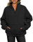 Jhsnjnr Damen Half Zip Langarm Sweatshirts mit Fleece Gefüttert Stehkragen Reißverschluss Sweatjacke Oversize Pullover
