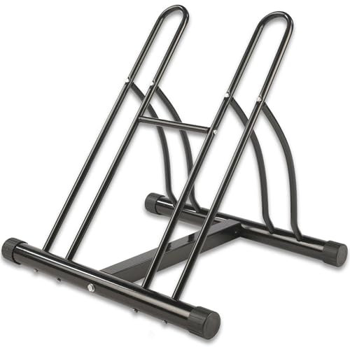 Double Heavy Duty Twin Bike Floor Parking Stand | Reversible Storage Rack for Mountain Bikes & Kids' Bikes | Indoor & Outdoor Garage Shed Bicycle Holder