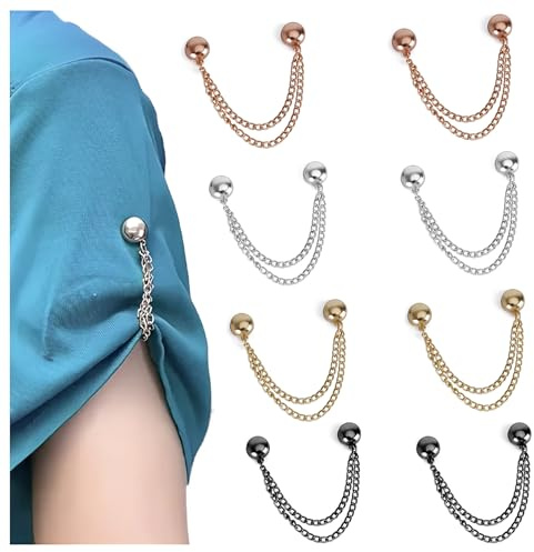 Magnetische Kleiderklammern, multifunktional, magnetische Kleiderklammern, hält Stoffe sicher an Ort und Stelle, Magnete mit Kette für Schals, Hijab, Hosen und so weiter (mehrfarbig)