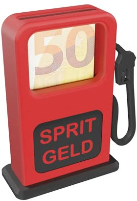 Buono cisterna regalo – Colonna serbatoio 3D per regali di denaro | pompa di benzina | per banconote | denaro spuntato | Tankeschön | $$ Tanke | rosso, verde, blu (rosso_sprit)