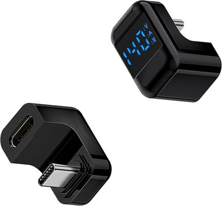 Duttek USB C 180 Degree Adapter with Digital Display 40Gbps, 180 Degree USB C Angle Adapter 140W PD, USB C Female to Male Adapter Support 8k Video Audio Display for Laptop, MacBook 2 Pack