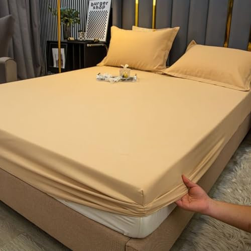 AMDXD Betthusse 150x200cm Dekorativ, Betthusse Volant Einfarbig Gelb Faltenresistent und Ausbleichen, Bambus Tagesdecke für Boxspringbett & Wasserbett