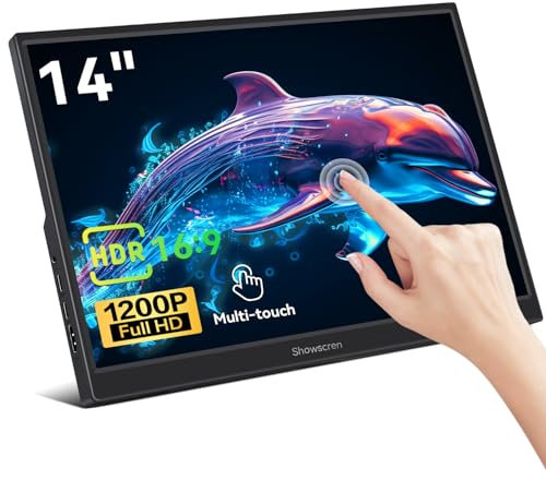 Monitor portátil con pantalla táctil de 14 pulgadas, extensor de pantalla para portátil IPS FHD 1920x1200P con soporte ajustable, 60 Hz, 300 cd/brillo, 100% sRGB, monitor táctil USB-C HDMI para