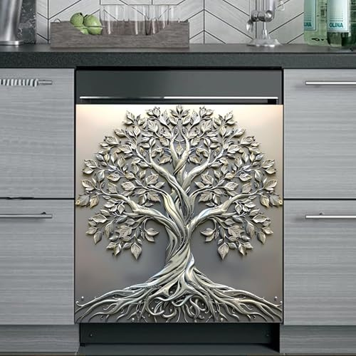 Tree of Life Dishwasher Magnet Cover for Washers Fridge Cover Panel Decal Home Kitchen Decor,Washing Machine Cabinet Reusable Dishwasher Covers,26 x 23 inch