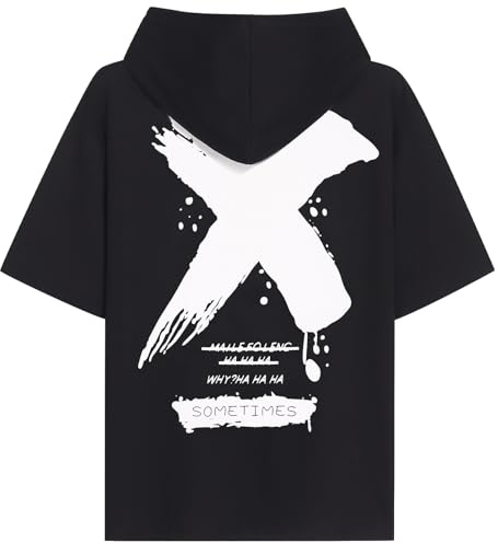 KENAIJING Herren Kurzarm Casual Summer Hoodie mit Backprint
