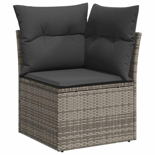 vidaXL Garten-Sofa-Set mit Kissen 13 pcs Grau 110 x 55 x 71 cm, Garten und Terrasse, Stilvolles Rattansofa, Verstellbare Füße, Modulares Loungeset für entspannte Treffen