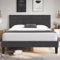 VECELO Polsterbett 140 x 200 cm, Doppelbett mit Höhenverstellbarem Kopfteil, Bett Bettrahmen mit Lattenrost, Gepolstertes Bettgestell Jugendbett für Schlafzimmer Gästezimmer, Dunkelgrau