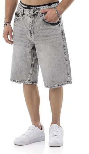 Redbridge Baggy Jeans Shorts Herren – Denim Shorts weit im 90s Used Look, Lässige Bermuda Shorts aus Baumwolle, Oversized Streetwear Sommer