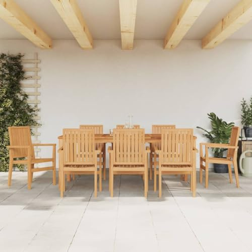 SDWEHO7 Stapelbare Gartenstühle 8er Set, Freizeitstuhl, Outdoor Stühle für Garten, Hinterhof, Terrasse, Gute Witterungsbeständigkeit, 56,5x57,5x91 cm Massivholz Teak