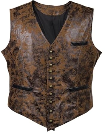 Bslingerie® Mens Steampunk Faux Leather Waistcoats Vest