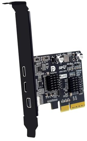 Pinafresa Video Expansion Card PCI-E X4 to Type-C Supports DP Display Desktop USB3.2 10G TYPE-C Port Monitor Dock Adapter