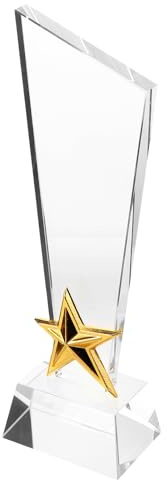 TOGEVAL Trophée en Cristal 3D Cinq Étoiles Transparent sur Pied Récompense pour Compétition Remise de Diplôme et Tournoi Sportif Trophée Élève et Festival Gravure Personnalisable