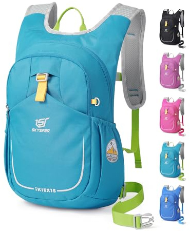 SKYSPER 15L Wanderrucksack Kinder mit Hydrationsfach & Sicherheitspfeife | Leicht, ab 10‑16 Jahre, für Camping & Tagesausflüge, atmungsaktiv, verstellbarer Brustgurt