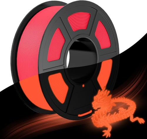JAYO Glow in the Dark Filament PLA 1.75mm, Extrem hell Leuchtet Rot | PLA Leuchtet Filament 1.1 kg (100 g mehr als andere), ±0,02 mm Toleranz, für leuchtende Schilder & Deko