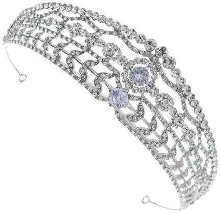 Luxshiny Schicke Retro Krone Haarreif Silber Damentiara mit Kronenmotiv Eleganter Kopfschmuck für Hochzeit Abschlussball und Party