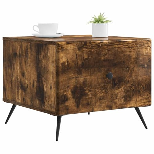 vidaXL Couchtisch Geräucherte Eiche 49 x 50 x 40 cm Holzwerkstoff, Eleganter Vintage Couchtisch, rechteckig, mit viel Stauraum, stylish und praktisch aus MDF