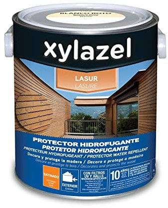 XYLAZEL 2163604 Lasur Protector Hidrofugante Satinado, Color Blanco Roto, 2.5 l