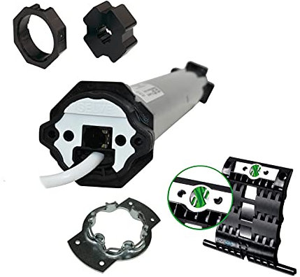 Selve® SE Pro 2/7-COM, Commeo, Funk-Rohrmotor inkl. Einbruchschutz durch patentierte SecuBlock®, Motorlager, Anschlusskabel und SW 60 Adapter/Mitnehmer. (SE Pro 2/7-COM mit 4 St. SecuBlock)
