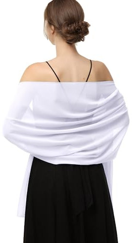 Chiffon-Schals, Schals für Braut, Hochzeit, Party, Abendkleid und besondere Anlässe Kleider, Weiß, Länge (79) * Breite (19)