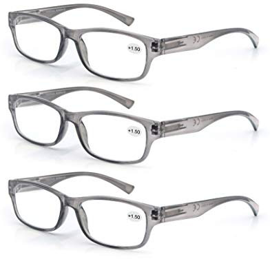 MODFANS Lot de 3 Lunettes de Lecture 1.25 Lunettes de Vue Hommes Femmes Ultra Leger,Lunettes Loupes Classique 3 Paires Gris