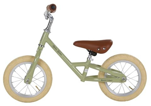 Bandits & Angels Metal Laufrad Retro Rider Green ab 2,5 Jahren – Für Jungen und Mädchen – Grünes Balance Bike – Verstellbarer Sattel 36 bis 44 cm – Luftreifen – Luxuriöse Griffe