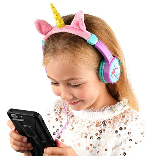 DURAGADGET Volume Limiting Magical Unicorn Kids' Headphones with Audio Sharing Port - Compatible with Amazon Fire 7 Kids Edition