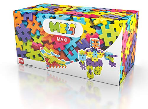 Meli Maxi 200 | Große Bausteine für Kleinkinder ab 1 Jahr | 200 Bunte Steckbausteine in 6 Farben | Kreatives Steckspiel zur Förderung der Motorik