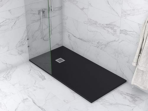 MASAL TECH DESING - Plato de ducha, textura PIZARRA NEGRO 90x100 cm, antideslizante y de fácil colocación.