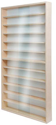 Alsino Sammlervitrine Hängevitrine für Züge Modelleisenbahnen Vitrine Spur HO & N Regal H0 60-90 cm 12 Fächer mit Nuten (V-60.12A)