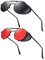 RONSOU Steampunk Stil Rund Vintage Polarisiert Sonnenbrillen Retro Brillen UV400 Schutz Metall Rahmen Grau & Rot Linse
