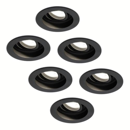 HOFTRONIC - Komplettset 6 Stück dimmbarer LED-Einbaustrahler Laredo 4 Watt 4000K Schwarz Schwenkbar IP20