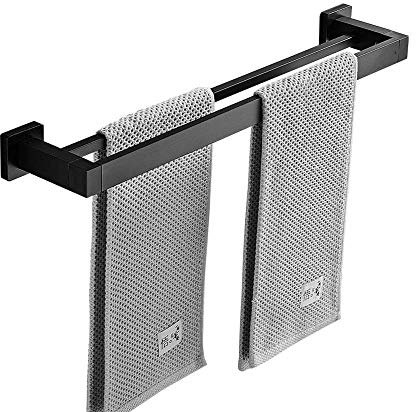 MONSTE Serviette Noir Mat Double Barre Porte-Serviettes Support Mural en Acier Inoxydable 2 Barres Étagère De Salle De Bain Accessoires De Salle De Bain (Size : 40CM)