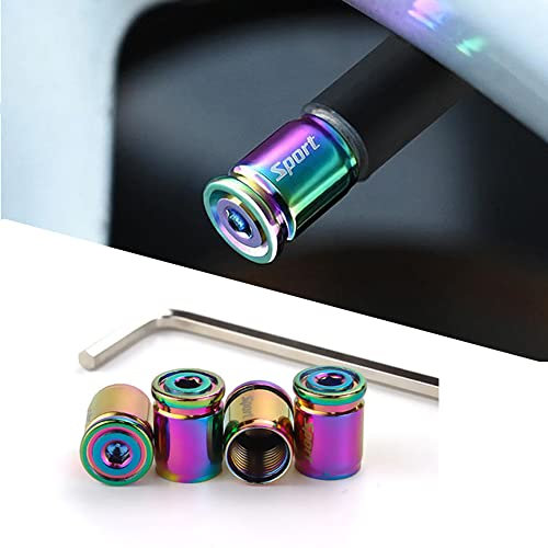 ontto 4Pcs Universal Reifenventilkappen Ventilkappen Auto Metall Rad Reifen Ventil Kappen Schraubenschlüssel Reifen Luftventil Passt für BMW Land Rover Mercedes Volvo Audi Mazda AutoZubehör Bunt