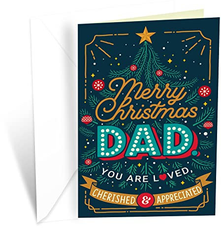 Weihnachtskarte für Vater (Vater), hergestellt in Amerika, umweltfreundlich, dicker Karton mit hochwertigem Umschlag, verpackt in schützender Versandtasche, Prime Greetings (Weihnachtsbaum)