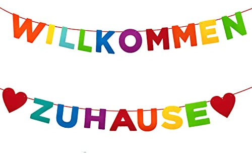 QIMMU Willkommen Zuhause, Herzlich Willkommen Girlande, Willkommen Schild Home Deko, Welcome Home Banner, Für Zuhause, Party, Empfang