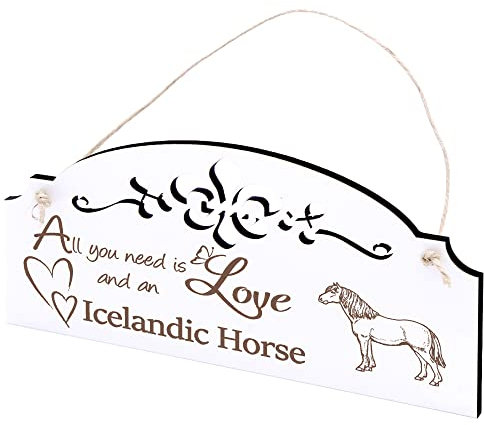 Schild Islandpferd Isländer Pferd Deko 20x10cm - All you need is Love and an Icelandic Horse - Holz Wanddeko Dekoration Wand