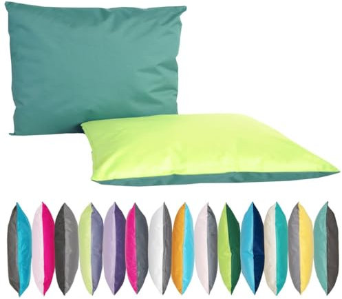 JACK 2-farbiges Wende Outdoor Lounge Kissen 30x50cm Dekokissen inkl. Füllung Wasserfest Sitzkissen Garten Stuhl, Farbe:Dunkelgrün - Grün